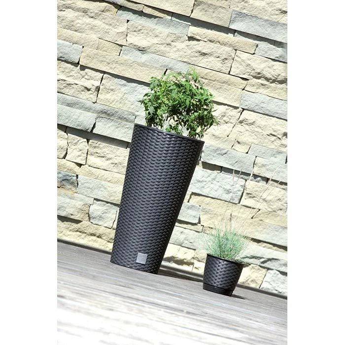 Prosperplast Übertopf Rato Tubus Anthrazit, Ø 40 X H 76,3 Cm, Rund, Polyrattangeflecht – Bild 3