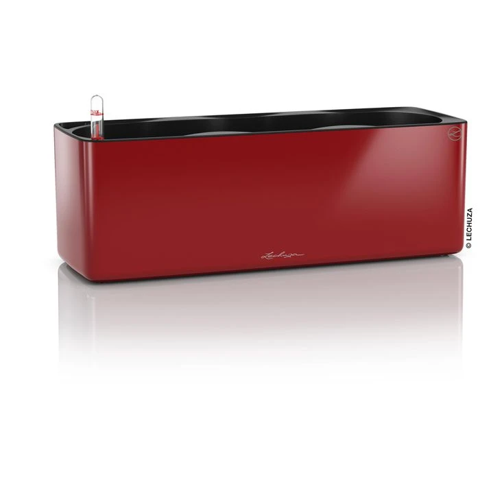 Lechuza Übertopf Cube Glossy Triple, Scarlet Rot, 40 X 14 X 13,5 Cm, Kunststoff, Bewässerungssystem