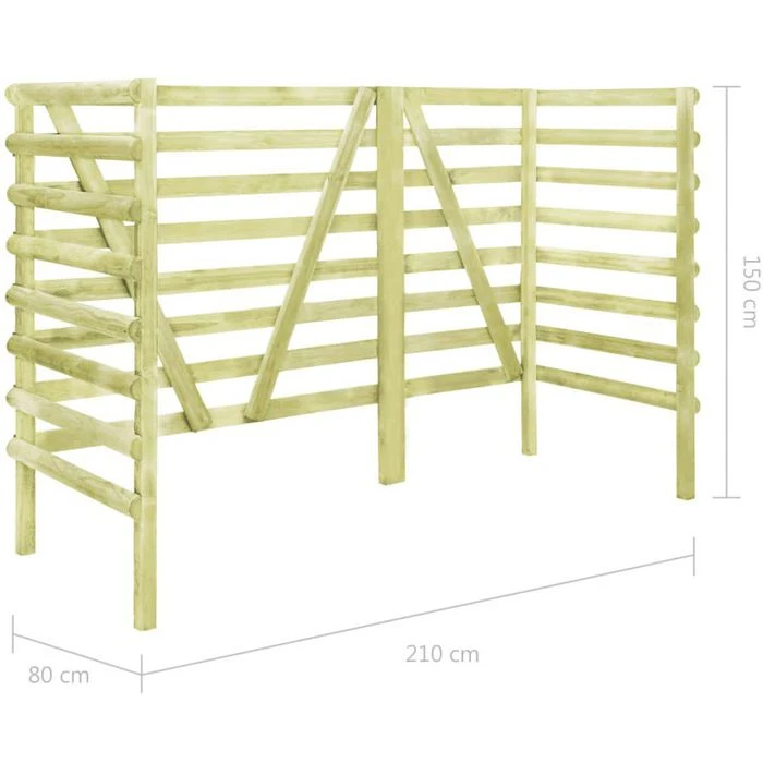 VidaXL Mülltonnenbox 45445, Bis 240 Liter, Für 3 Mülltonnen, Grün, Holz – Bild 6