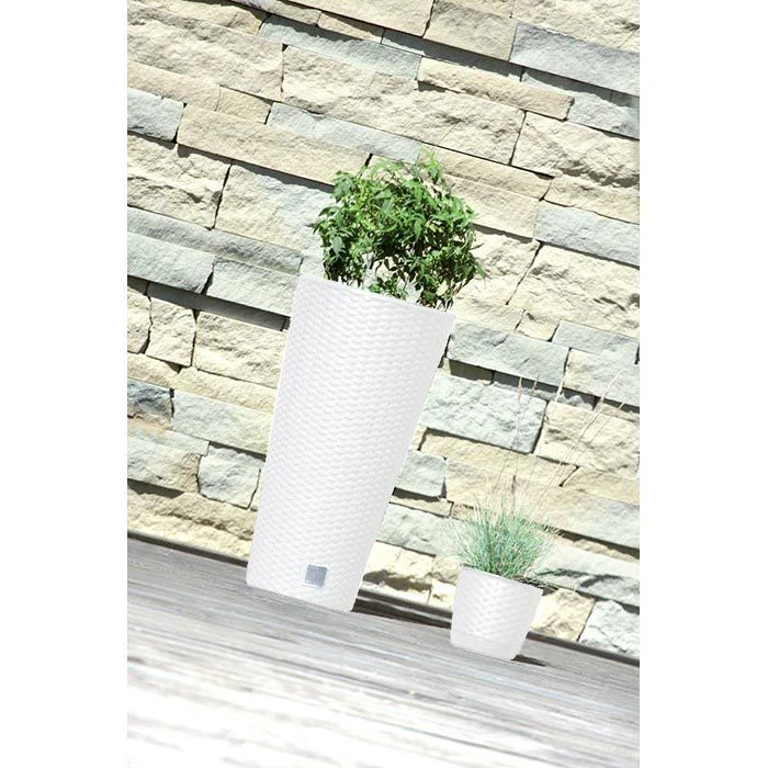 Prosperplast Übertopf Rato Tubus Weiß, Ø 40 X H 76,3 Cm, Rund, Polyrattangeflecht – Bild 3