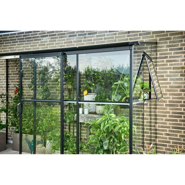 Halls Gewächshaus Qube Lean-to 612, 7,1 M² Fläche, 374 X 188 X 230 Cm, Anlehngewächshaus, Schwarz – Bild 3
