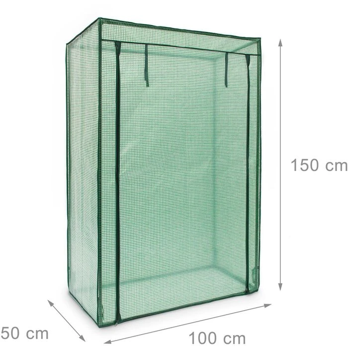 Relaxdays Gewächshaus 10020027, 0,5 M² Fläche, 100 X 50 X 150 Cm, Grün, Mit Schrägdach – Bild 5