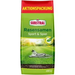 Substral Rasensamen Sport & Spiel, Rasen Neuanlage, Schnellkeimend, 250m² / 5 Kg