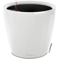 Lechuza Übertopf CLASSICO LS 21 Weiß Hochglanz, Ø 22 X H 20 Cm, Kunststoff, Erdbewässerungssystem