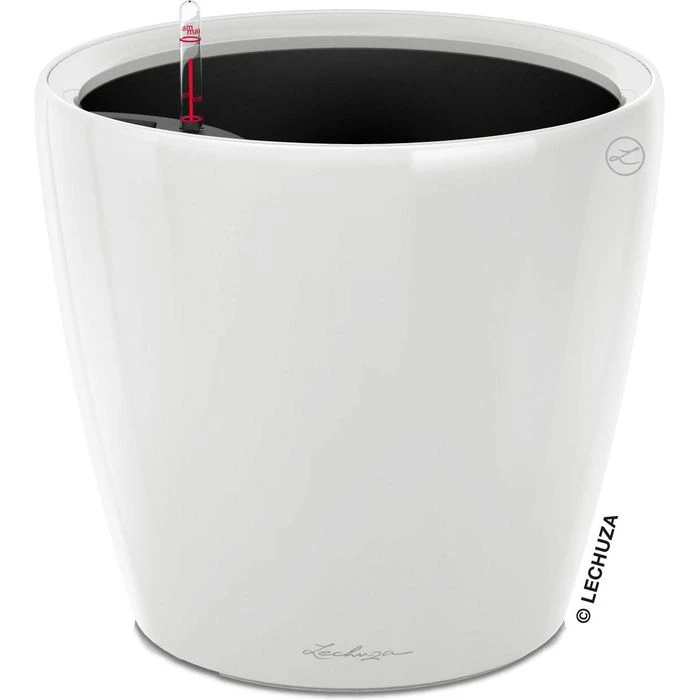 Lechuza Übertopf CLASSICO LS 21 Weiß Hochglanz, Ø 22 X H 20 Cm, Kunststoff, Erdbewässerungssystem