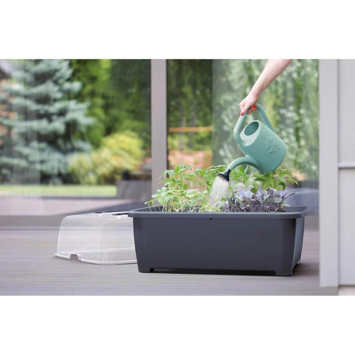 Prosperplast Gießkanne Koni IKON2-S433, Kunststoff, Anthrazit, Mit Brausekopf, 1,8 Liter – Bild 2