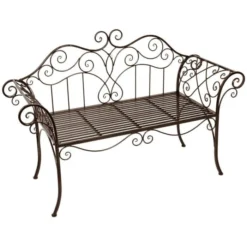 Garden-Pleasure Gartenbank SELENE, 2-Sitzer, Mit Armlehnen, Wetterfest, Braun, Stahl