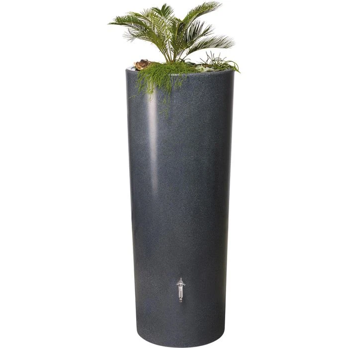 Garantia Regentonne Stone 2in1, 350 Liter, Rund, Lava, Mit Pflanzschale – Bild 3