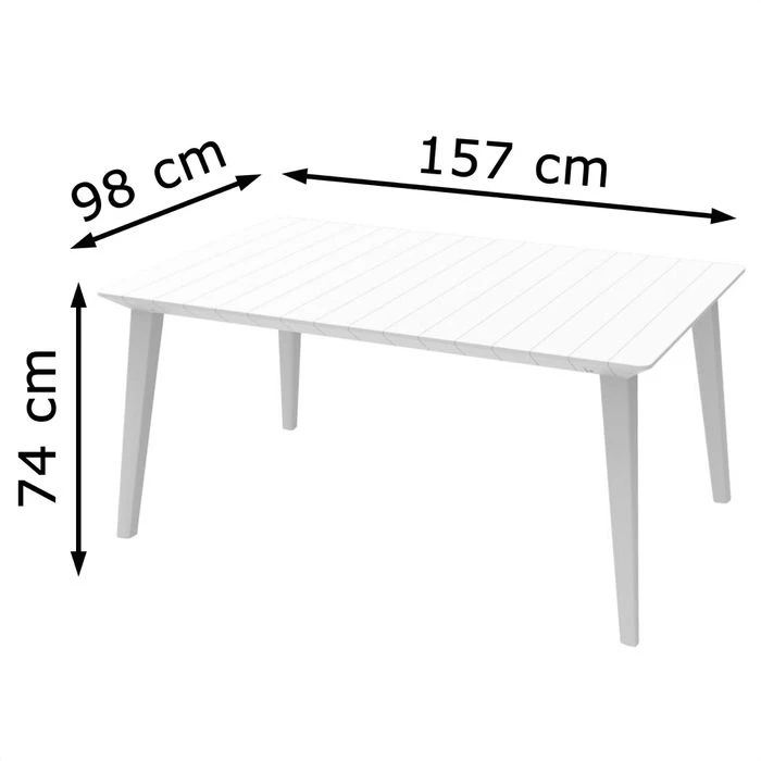 BEST Gartentisch Bari, Kunststoff, Weiß, 157 X 98 X 74 Cm – Bild 5