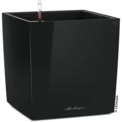 Lechuza Übertopf CUBE Premium 30 Schwarz Hochglanz, 29,5 X 29,5 X 30 Cm, Quadratisch, Kunststoff