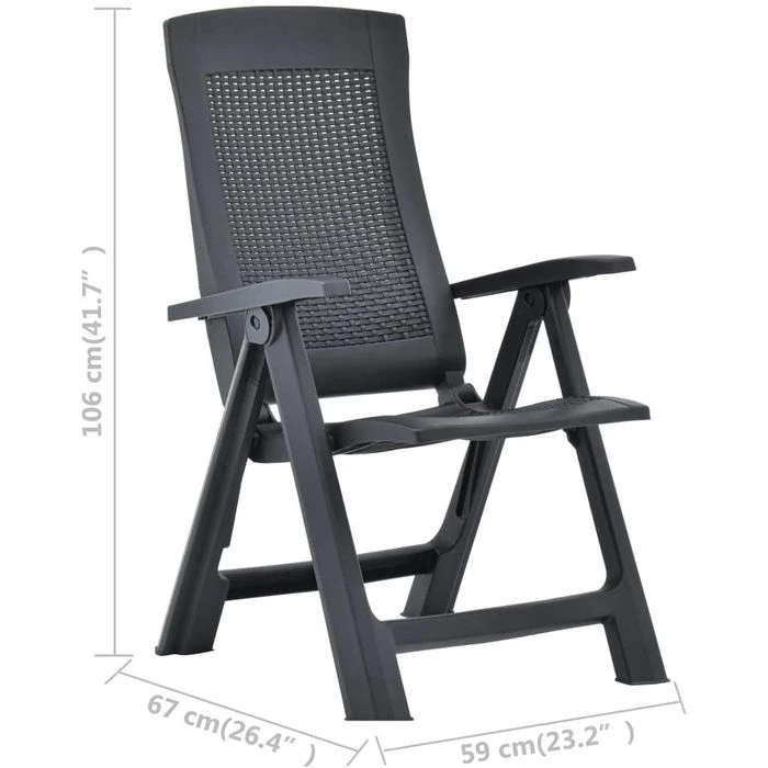 VidaXL Gartenstuhl 48761, Kunststoff, Hochlehner,verstellbar,anthrazit,klappbar,2 Stück – Bild 8