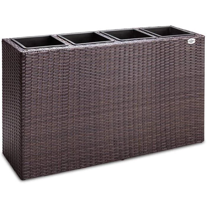 Deuba Pflanzkasten Sichtschutz-Pflanzkübel Braun, 95 X 27 X 60 Cm, Rechteckig, Polyrattangeflecht