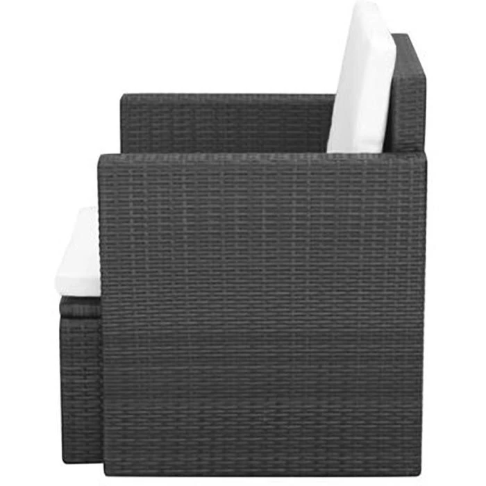 VidaXL Gartenstuhl 42669, Polyrattan, Niedriglehner, Schwarz, Mit Kissen – Bild 3