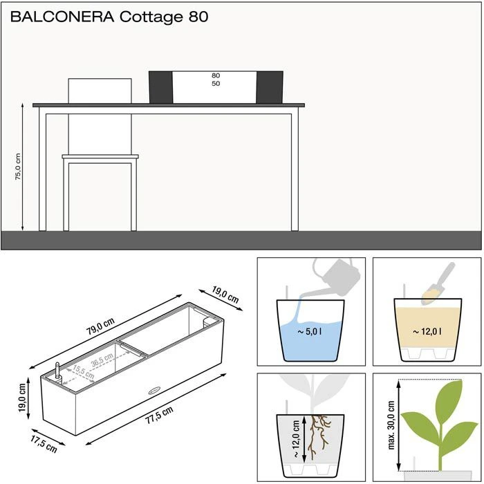 Lechuza Blumenkasten BALCONERA Cottage 80 Sandbraun, 79 X 19 X 19 Cm, Rechteckig, Kunststoff – Bild 3