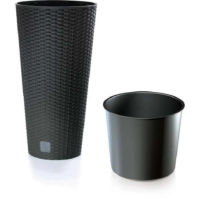 Prosperplast Übertopf Rato Tubus Anthrazit, Ø 40 X H 76,3 Cm, Rund, Polyrattangeflecht – Bild 2