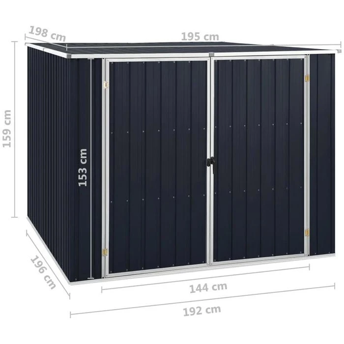 VidaXL Geräteschuppen 46255, 3,86m², 195 X 198 X 159 Cm (BxTxH), Metall – Bild 8