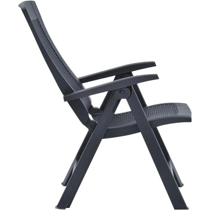 VidaXL Gartenstuhl 48761, Kunststoff, Hochlehner,verstellbar,anthrazit,klappbar,2 Stück – Bild 5