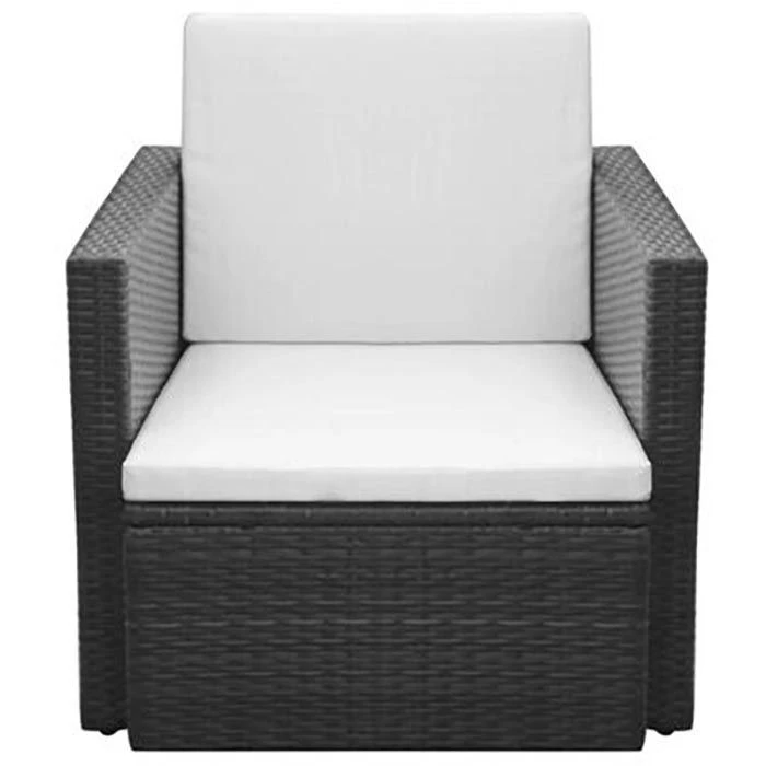 VidaXL Gartenstuhl 42669, Polyrattan, Niedriglehner, Schwarz, Mit Kissen – Bild 2