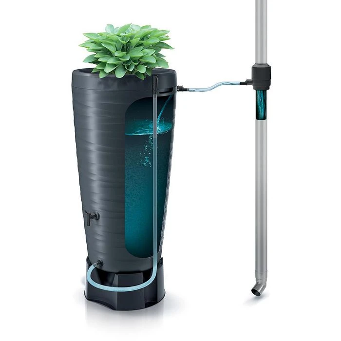 Prosperplast Regentonne Maze, 240 Liter, Rund, Anthrazit, Mit Deckel – Bild 3