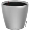 Lechuza Übertopf CLASSICO LS 21 Silber Metallic, Ø 22 X H 20 Cm, Kunststoff, Erdbewässerungssystem