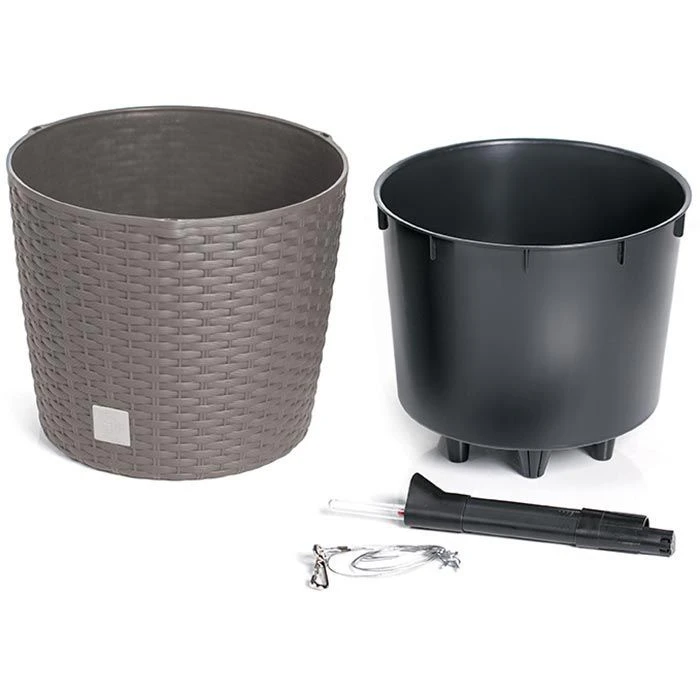 Prosperplast Blumenampel Rato Round WS Mocca, Ø 25,6 X H 21,9 Cm, Kunststoff, Bewässerungssystem – Bild 2