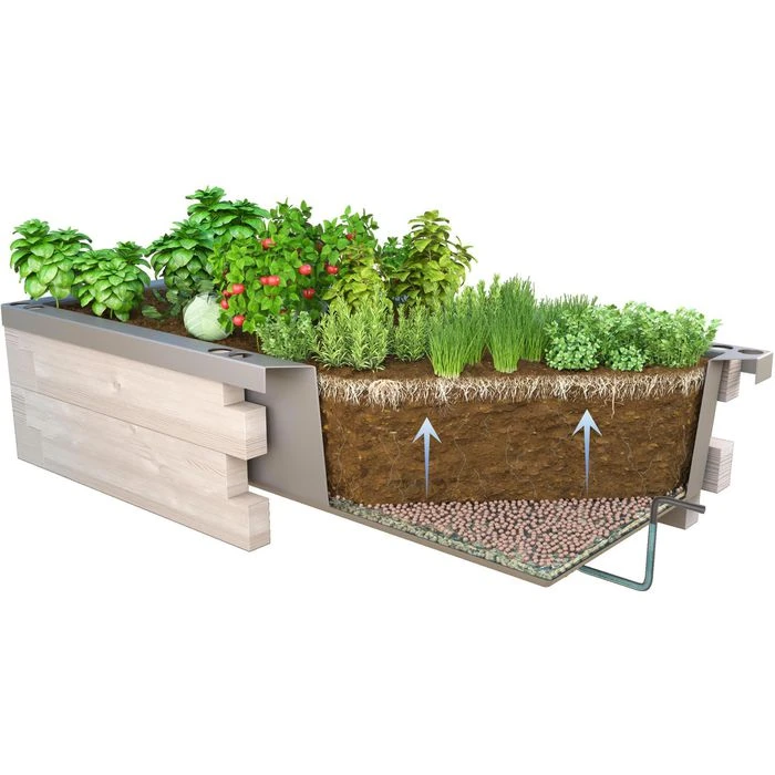 Juwel Pflanzkasten Timber 20469 Grau, 130 X 60 X 40 Cm, Kunststoff, Bewässerungssystem – Bild 3