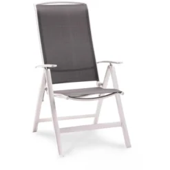 BEST Gartenstuhl Palermo, Stoff, Hochlehner, Verstellbar, Grau, Klappbar