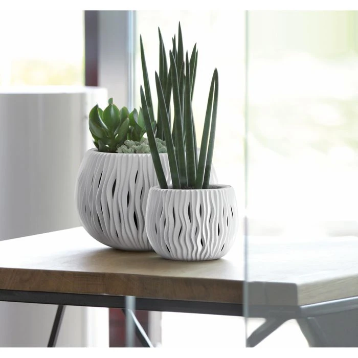 Prosperplast Übertopf Sandy Bowl Steingrau, Ø 29 X H 19,5 Cm, Rund, Kunststoff – Bild 2