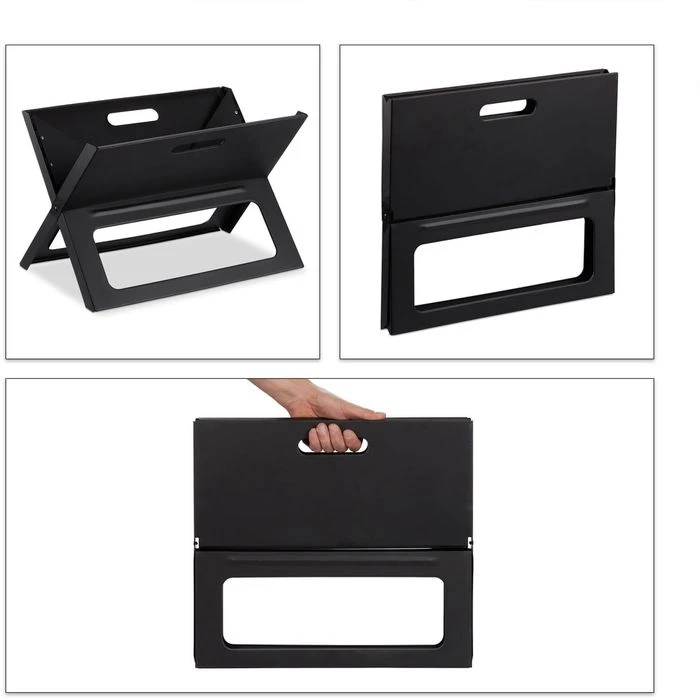 Relaxdays Holzkohlegrill Tragbarer Klappgrill, Stahl, Mit Griffen, Grillfläche 44 X 27,5cm – Bild 5