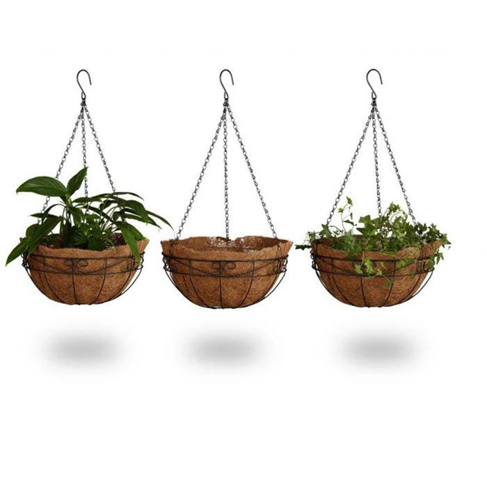 Relaxdays Blumenampel 10020705 Braun, Ø 35 X H 19 Cm, Metall, 3er Set