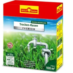 Wolf-Garten Rasensamen L-TP 100 Trocken Rasen, Rasen Neuanlage, 100m² / 3 Kg