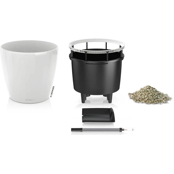 Lechuza Übertopf CLASSICO LS 21 Weiß Hochglanz, Ø 22 X H 20 Cm, Kunststoff, Erdbewässerungssystem – Bild 2