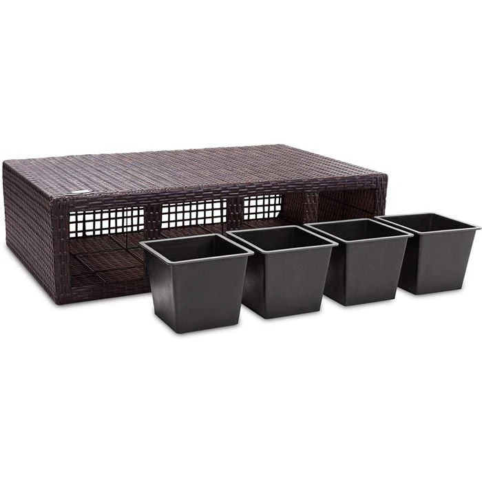 Deuba Pflanzkasten Sichtschutz-Pflanzkübel Braun, 95 X 27 X 60 Cm, Rechteckig, Polyrattangeflecht – Bild 2