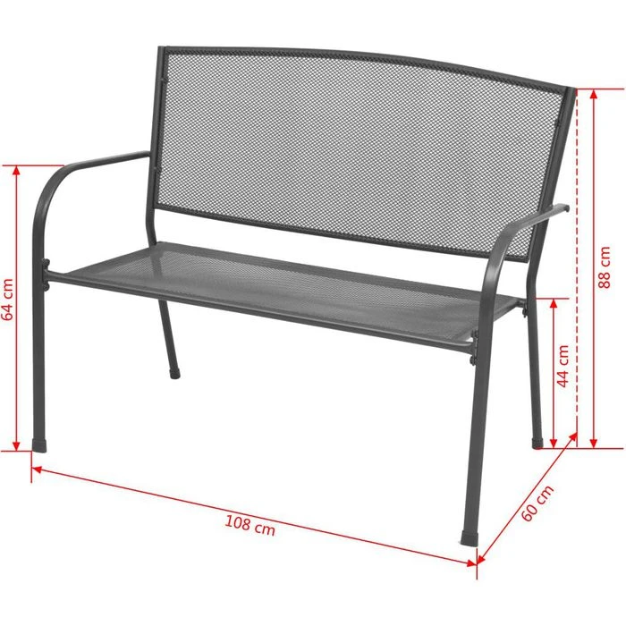 VidaXL Gartenbank 42732, 2-Sitzer, Mit Armlehnen, Wetterfest, Anthrazit, Stahl â Bild 6