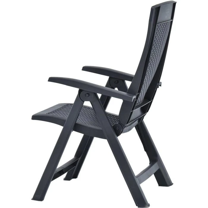 VidaXL Gartenstuhl 48761, Kunststoff, Hochlehner,verstellbar,anthrazit,klappbar,2 Stück – Bild 6