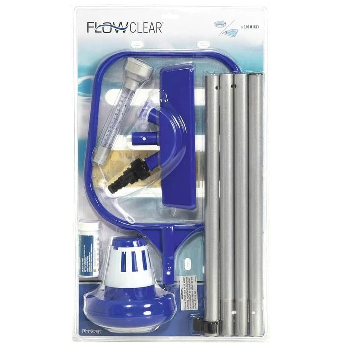 Bestway Poolreinigungsset Flowclear, 7-teilig, Kescher, Poolbodensauger, Teleskopstange, Dosierer – Bild 5