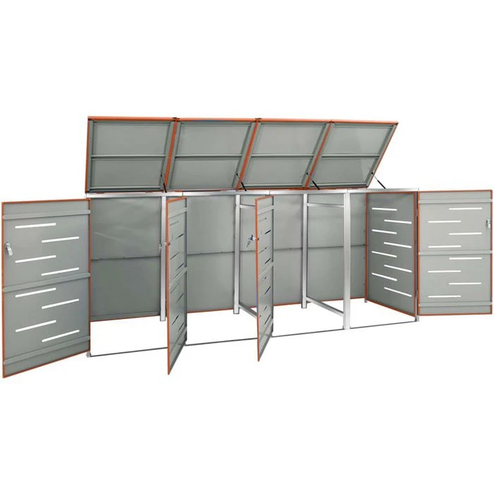 VidaXL Mülltonnenbox 149565, Bis 240 Liter, Für 4 Mülltonnen, Abschließbar, Orange, Edelstahl – Bild 3