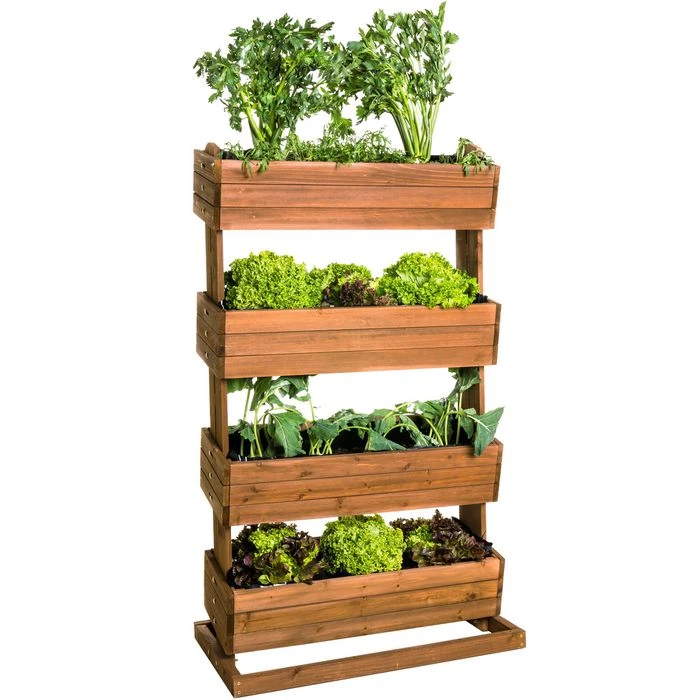 Hecht-international Hochbeet Cube 4, Braun, 82 X 50 X 145 Cm, Holz