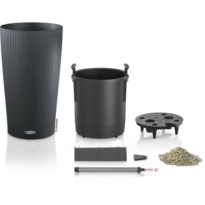 Lechuza Übertopf CILINDRO Color 32 Schiefergrau, Ø 32 X H 56 Cm, Kunststoff, Erdbewässerungssystem – Bild 2