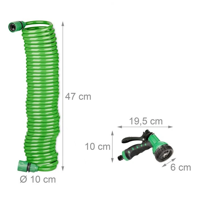 Relaxdays Spiralschlauch 10025438, Gartenschlauch, 10m Schlauchlänge, Mit Zubehör – Bild 7