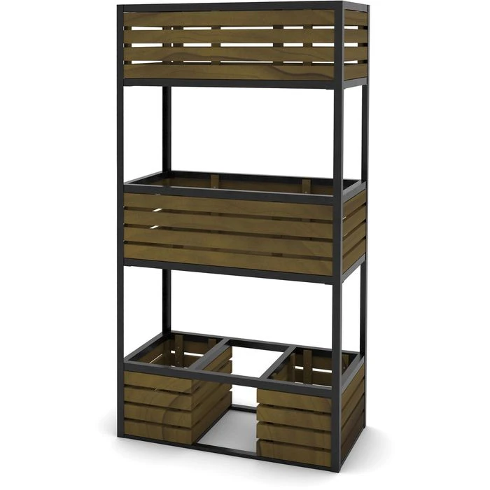 Hecht-international Hochbeet Cube Elements, Braun, 80 X 40 X 150 Cm, Metall, Holz