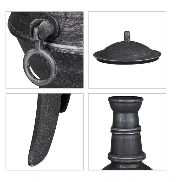 Relaxdays Feuerschale 10033797, 46 X 86cm, Stahl, Terrassenofen Mit Feuerhaken & Funkenschutz â Bild 7