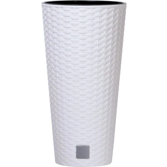 Prosperplast Übertopf Rato Tubus Weiß, Ø 40 X H 76,3 Cm, Rund, Polyrattangeflecht