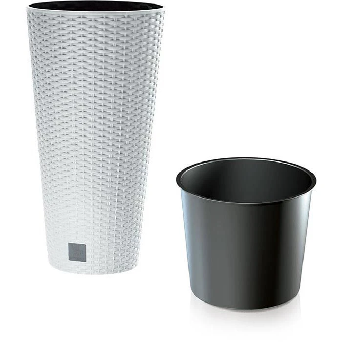 Prosperplast Übertopf Rato Tubus Weiß, Ø 40 X H 76,3 Cm, Rund, Polyrattangeflecht – Bild 2