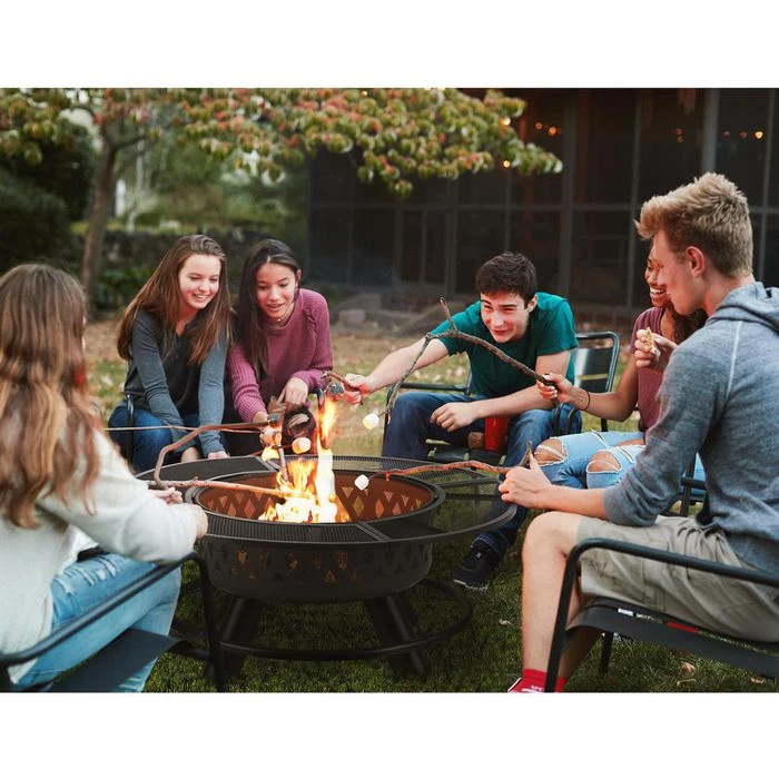 Blumfeldt Feuerschale Rosario, Ø 120cm, Edelstahl, Feuerhaken, Funkenschutz & Grillrost – Bild 8