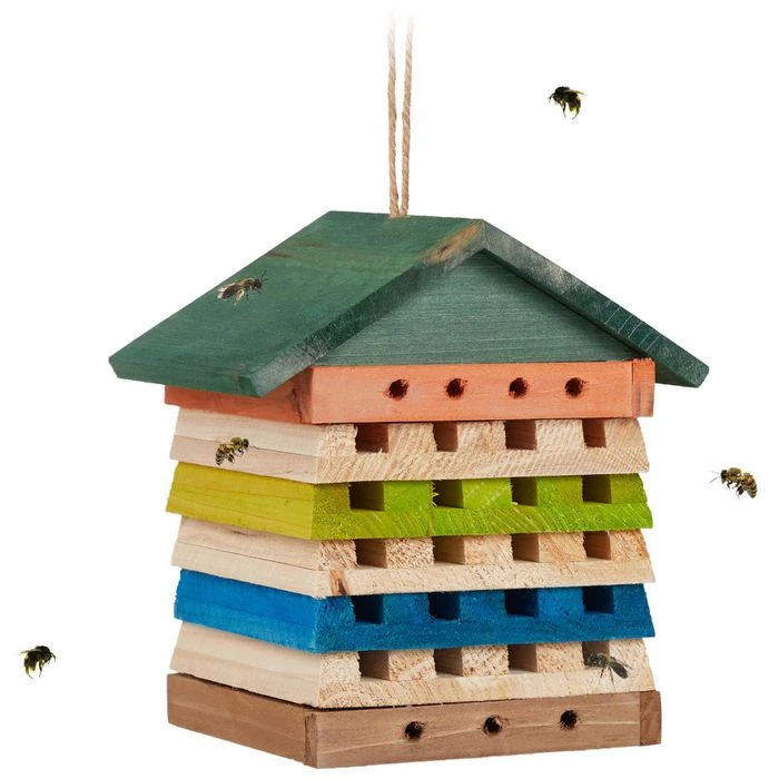 Relaxdays Insektenhotel 10031025, Bunt, Bienenhotel, 18 X 19,5 X 14cm