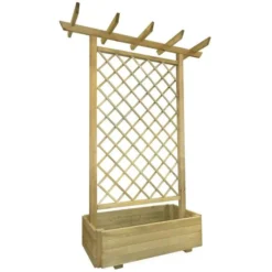 VidaXL Pflanzkasten Mit Pergola, Braun, 162 X 56 X 204 Cm, Kiefernholz, Rankgitter