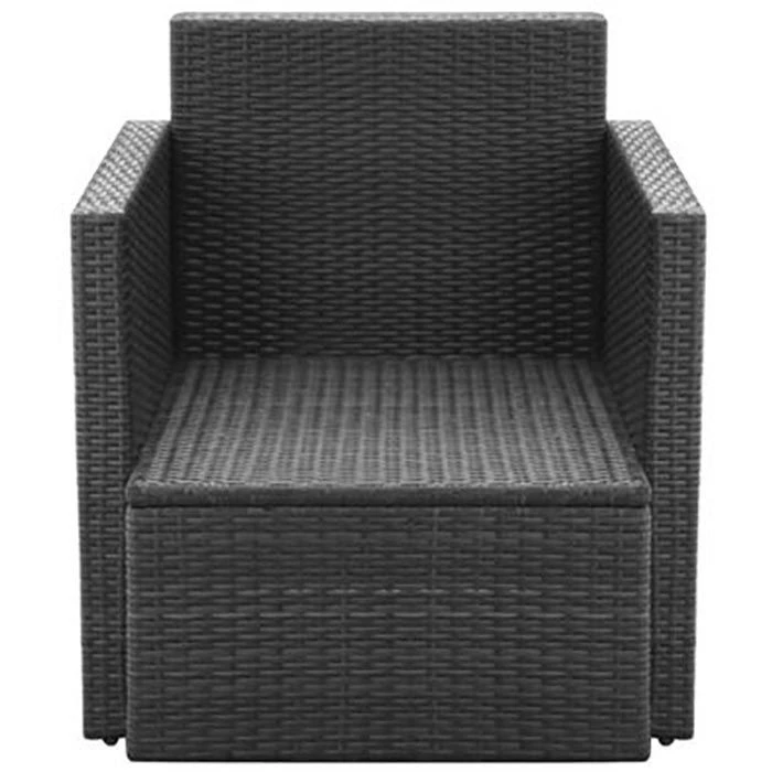 VidaXL Gartenstuhl 42669, Polyrattan, Niedriglehner, Schwarz, Mit Kissen – Bild 4