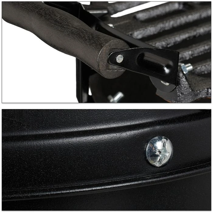 Relaxdays Holzkohlegrill Grillfass, Gusseisen, Mit Griffen, Grillfläche Ø 35cm – Bild 7