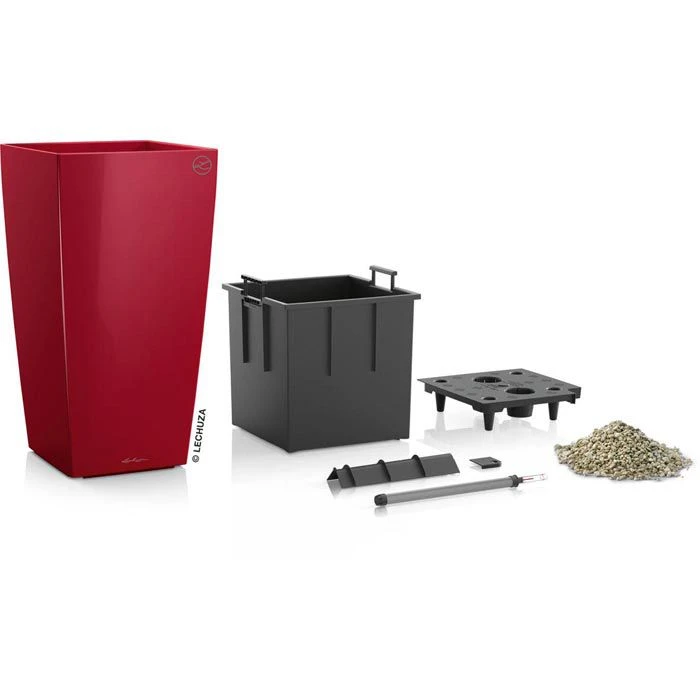 Lechuza Übertopf CUBICO Premium 40 Rot Hochglanz, 40 X 40 X 75 Cm, Kunststoff, Erdbewässerungssystem – Bild 2